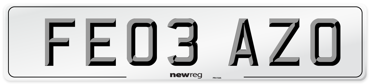 FE03 AZO Number Plate from New Reg